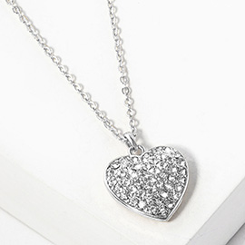 Rhinestone Paved Heart Pendant Necklace