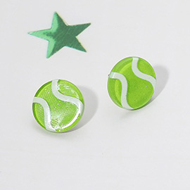 Glitter Resin Tennis Ball Stud Earrings