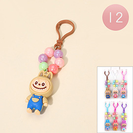 12PCS - Monster Bunny Figure Beads Bag Charm Keychains
