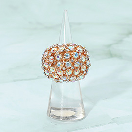Rhinestone Paved Dome Stretch Statement Ring