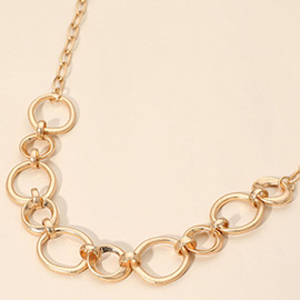 Brushed Metal Ring Link Necklace