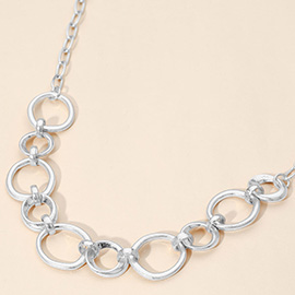 Brushed Metal Ring Link Necklace