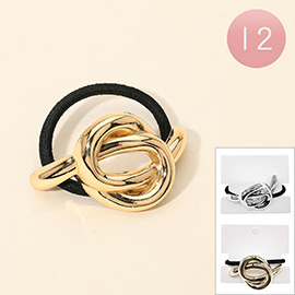 12PCS - Metal Knot Accent Stretch Hairbands