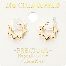 14K Gold Dipped Hypoallergenic Spike Huggie Hoop Earrings