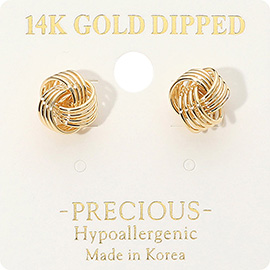 14K Gold Dipped Hypoallergenic Intertwined Knot Stud Earrings