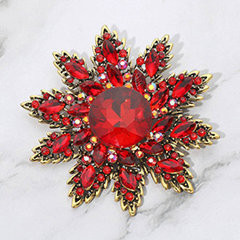 Rhinestone Embellished Floral Starburst Pin Brooch