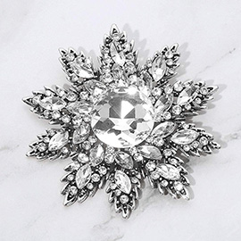 Rhinestone Embellished Floral Starburst Pin Brooch