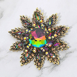 Rhinestone Embellished Floral Starburst Pin Brooch