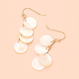 Layered Mother of Pearl Disc Drop Earrings