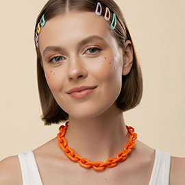 Chunky Resin Chain Link Statement Necklace