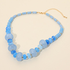 Chunky Marbled Round Beaded Necklace