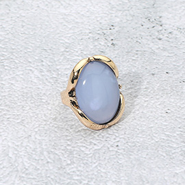Oval Stone Accent Adjustable Statement Ring