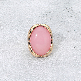 Oval Stone Accent Adjustable Statement Ring