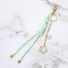 Double Floral Charm Drop Rope Knot Keychain Bag Charm