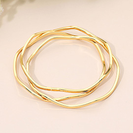 SECRET BOX_Stainless Steel 3PCS Slim Textured Bangle Multi Layered Bracelets