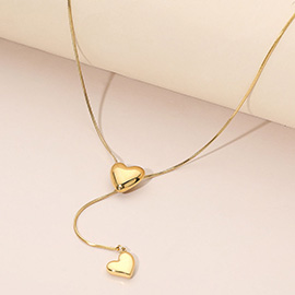 SECRET BOX_Stainless Steel Adjustable Heart Slider Necklace