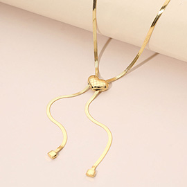 SECRET BOX_Stainless Steel Adjustable Heart Slider Herringbone Chain Necklace