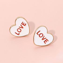 LOVE Enamel Heart Stud Earrings