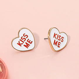 KISS ME Enamel Heart Stud Earrings