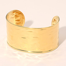 Stainless Steel Hammered Wide Cuff Bracelet