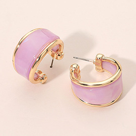 Modern Wide Marbled Resin Hoop Earrings