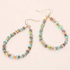 Beaded Open Teardrop Dangle Earrings
