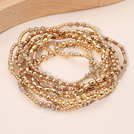 8PCS - Seed Beaded Stretch Multi Layered Bracelets