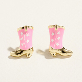 Star Pattern Cowboy Boot Stud Earrings
