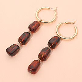 Long Resin Pebble Link Drop Earrings