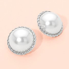 Bold Classic Dome Pearl Earrings