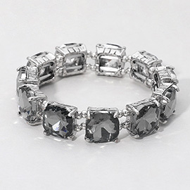 Cushion Square Stone Stretch Evening Bracelet