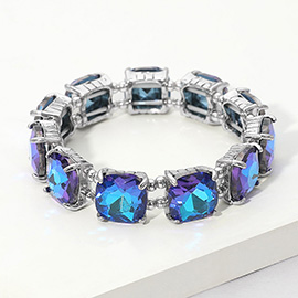Cushion Square Stone Stretch Evening Bracelet