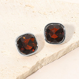 Square Cut Gem Evening Stud Earrings