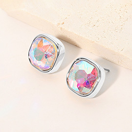 Square Cut Gem Evening Stud Earrings