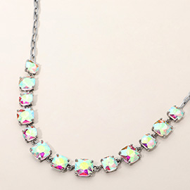 Cushion Square Stone Link Evening Necklace