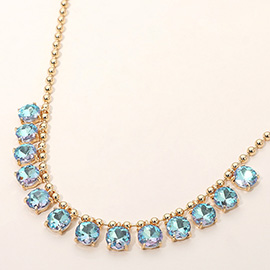 Cushion Teardrop Round Stone Link Evening Necklace