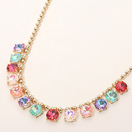Cushion Teardrop Round Stone Link Evening Necklace