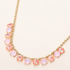Cushion Teardrop Round Stone Link Evening Necklace