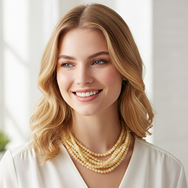 Marbled Resin Ball Beaded Multi Layered Statement Necklace