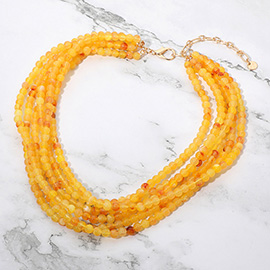 Marbled Resin Ball Beaded Multi Layered Statement Necklace