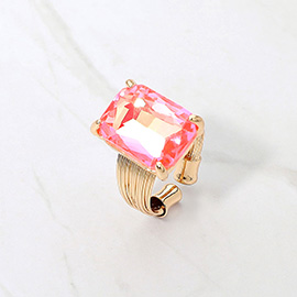 Emerald Cut Stone Adjustable Ring