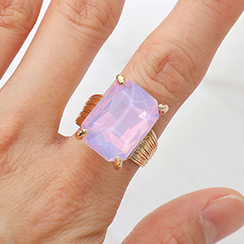 Emerald Cut Stone Adjustable Ring