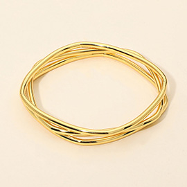 SECRET BOX_3PCS Stainless Steel Square Shape Stackable Multi Layered Bangle Bracelet