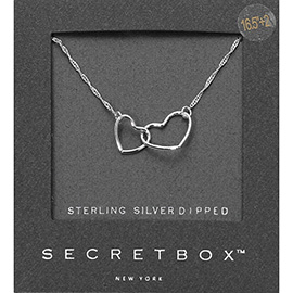 SECRET BOX_Sterling Silver Dipped Interlocking Open Heart Pendant Necklace