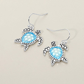 Sea Turtle Charm Drop Dangle Earrings
