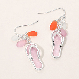 Sea Glass Flip Flop Drop Dangle Earrings