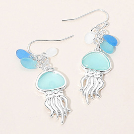 Sea Glass Jellyfish Drop Dangle Earrings