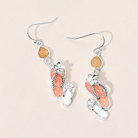 Teardrop Flip Flop Charm Link Drop Dangle Earrings