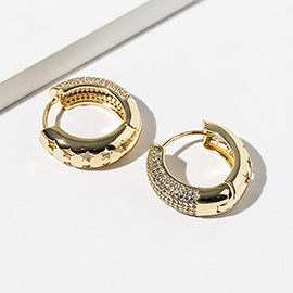 Gold Dipped CZ Stone Paved Huggie Hoop Earrings