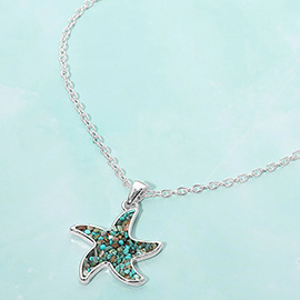 Crushed Pebble Starfish Pendant Necklace